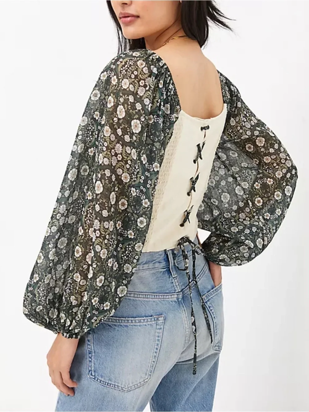 Anthropologie Forever That girl Smocked Balloon-Sleeve Top Small